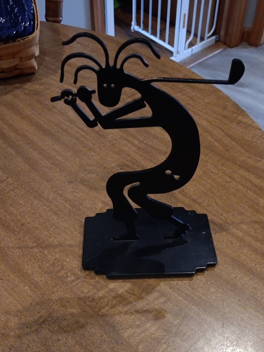 Black Kokopelli Metal Table Sculpture - Home Art Accent